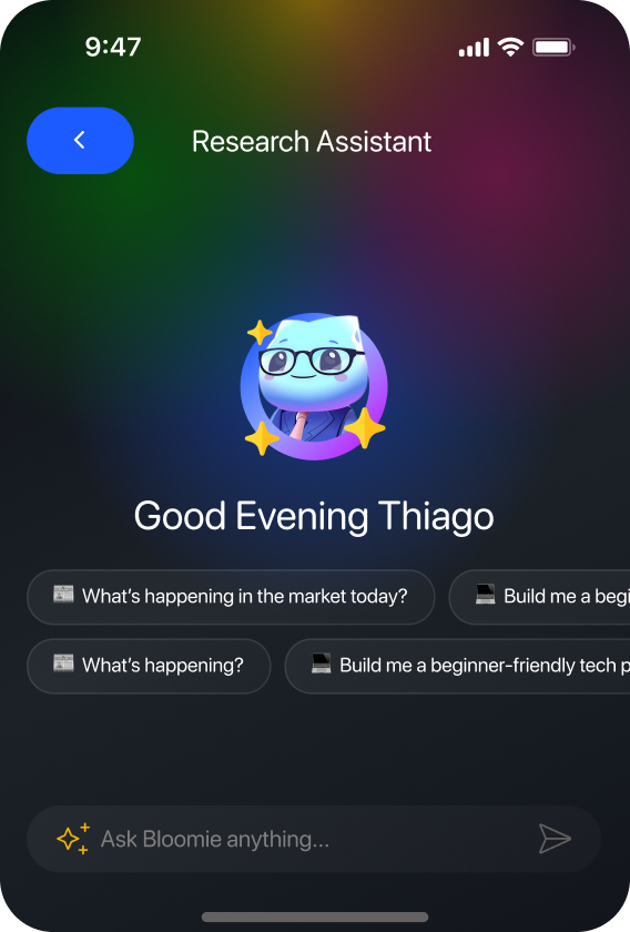 Bloomie AI research assistant chat interface
